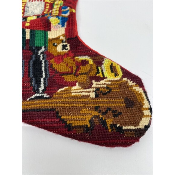 Vintage Christmas Stocking Embroidered Toy Soldier Nutcracker Unbranded Holiday - Picture 8 of 15